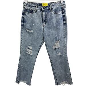 Womens Circus NY Distressed Denim High Rise Slim Straight Raw Hem Casual Jean 31